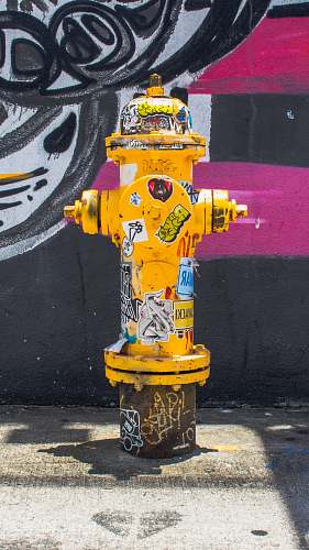 hydrant yellow fire hydrant near wall wynwood